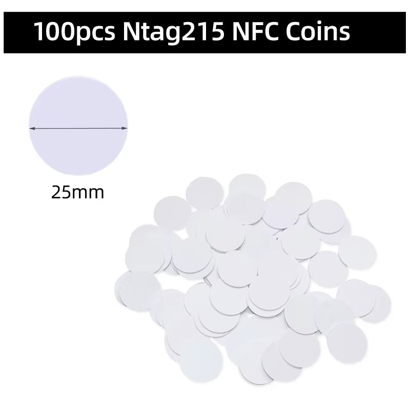 100/50Pcs NFC Ntag215 Card Coin 13.56Mhz 215 Card Label RFID Labels 25 Mm Diameter Box Animal Crossing Card