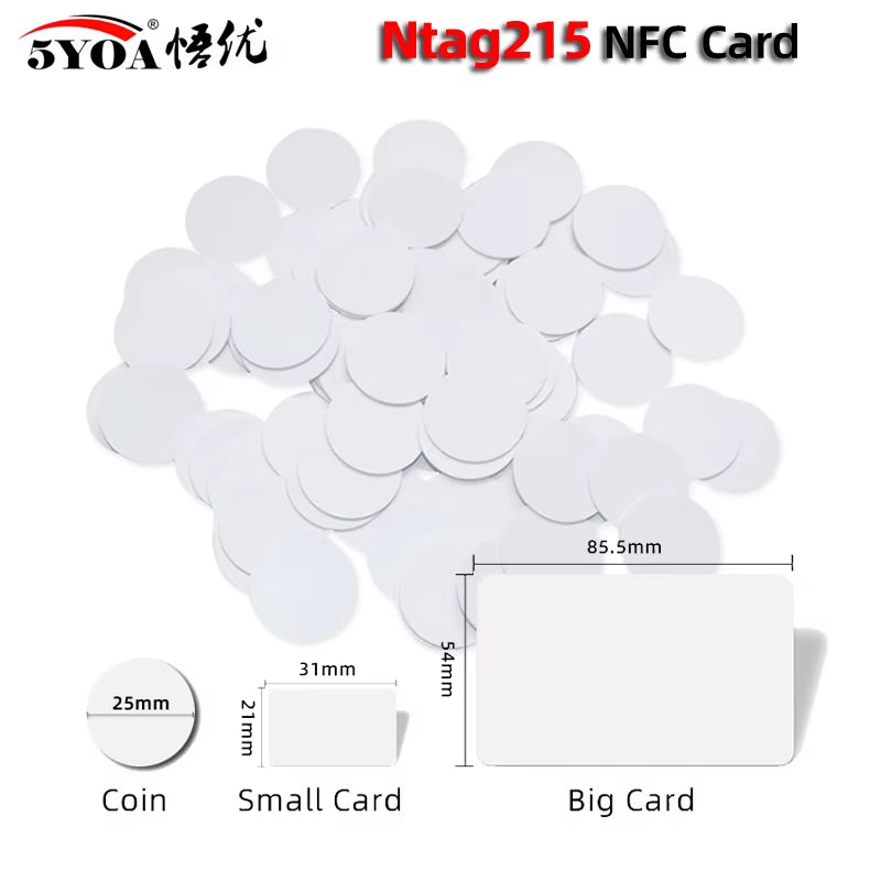 100/50Pcs NFC Ntag215 Card Coin 13.56Mhz 215 Card Label RFID Labels 25 Mm Diameter Box Animal Crossing Card