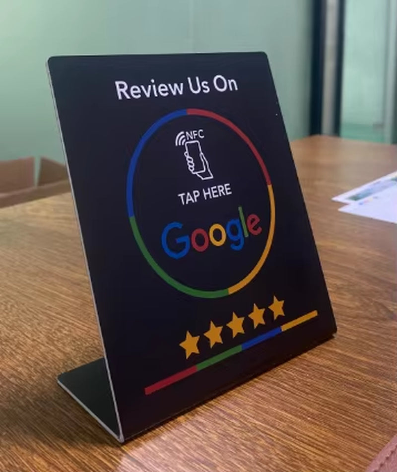 13.56Mhz Programmable Google Review Card NFC Station Table NFC Google Reviews Display Bending Card Standing Brand Bracket