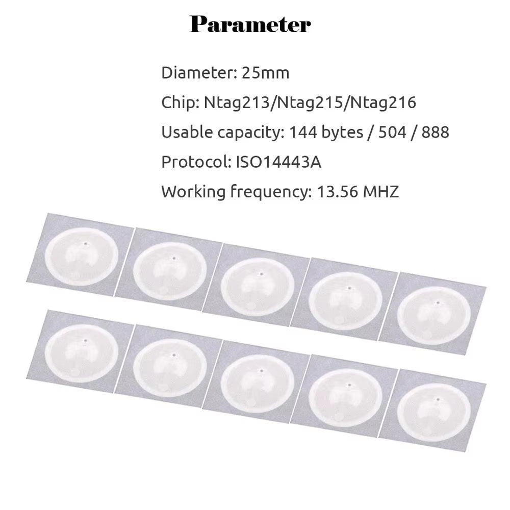 100Pcs/Lot NFC Lable Tag Sticker 13.56Mhz ISO14443A 213 Stickers Universal Lable Ntag213 RFID for All NFC Enabled Phones