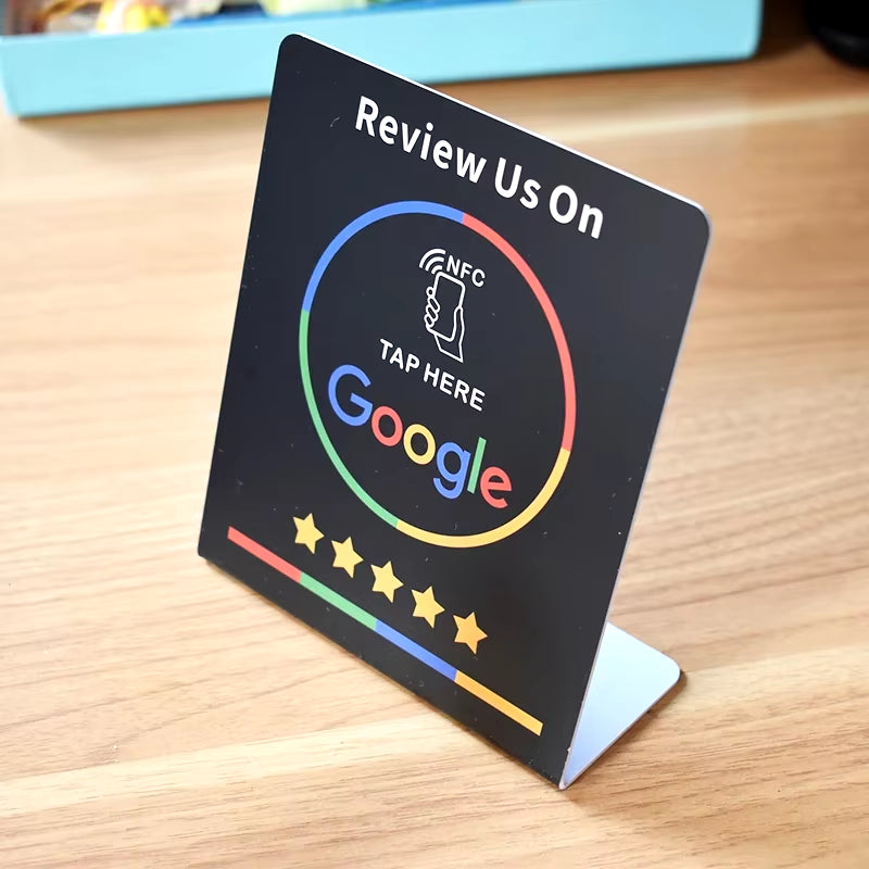 13.56Mhz Programmable Google Review Card NFC Station Table NFC Google Reviews Display Bending Card Standing Brand Bracket